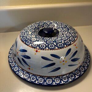 Temp-Tations Blue Old World 10.75 diameter Dome Cover, Baking or Serving Bowl, n